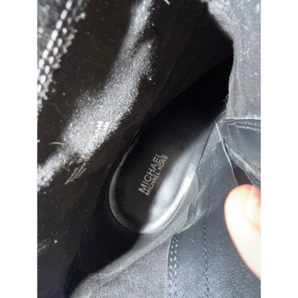 Michael Kors Black Leather Side Zip Block Heel Ankle Boots Women's Size 10 - Picture 8 of 11